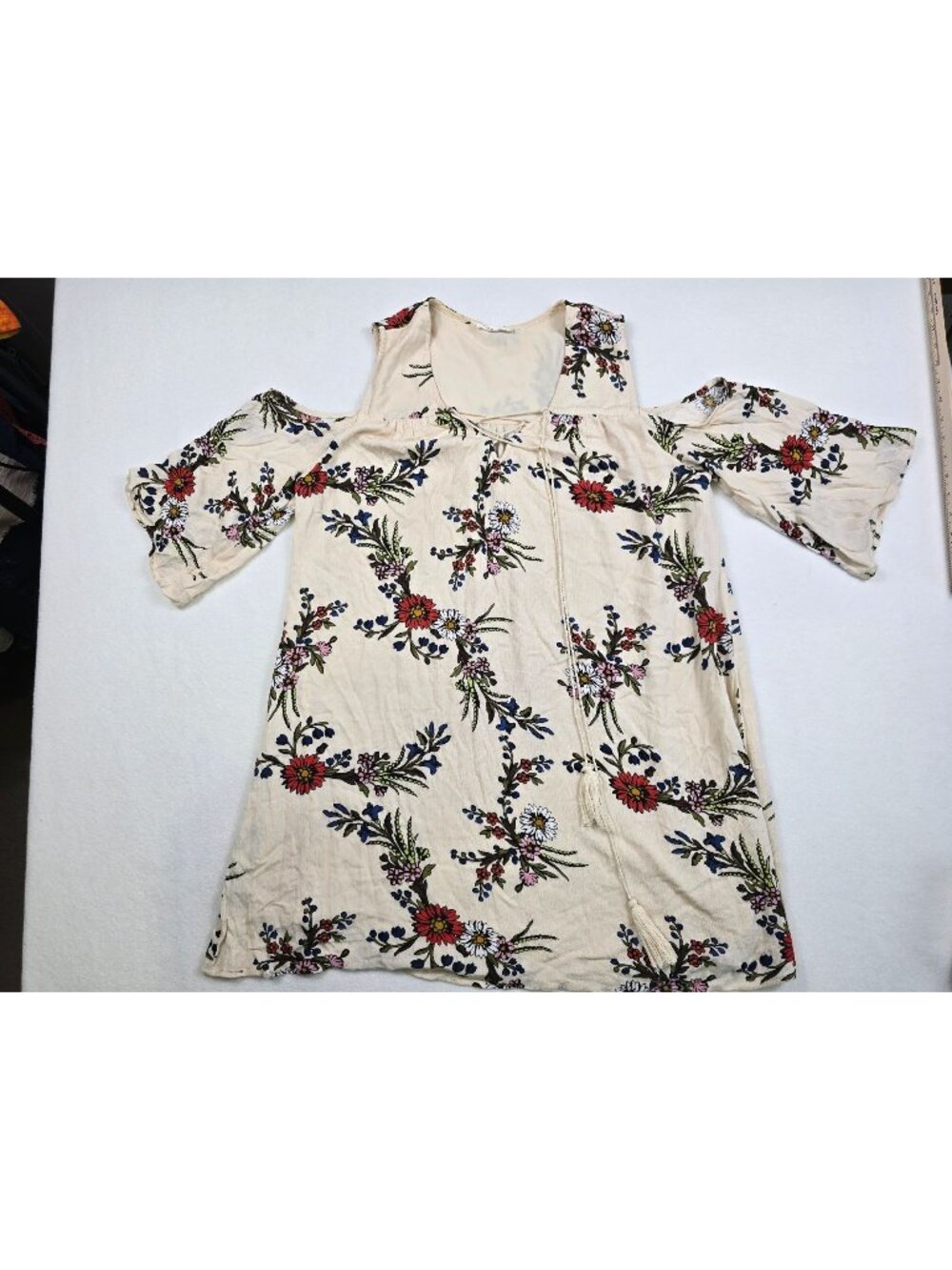 Blu Pepper Cold Shoulder Floral Dress Medium Large Boho